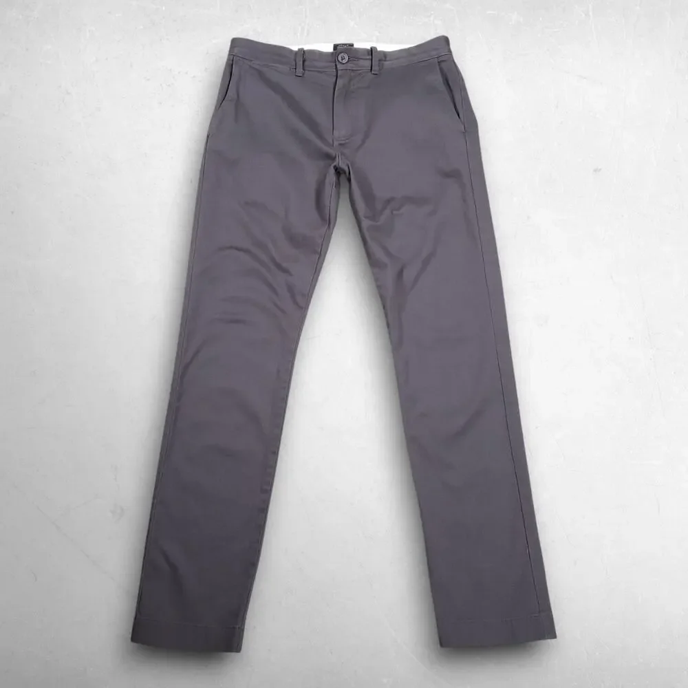 J Crew 484 Slim Fit 5-Pocket Chino Pants Men 29x30 Gray Low Rise Stretch Preppy